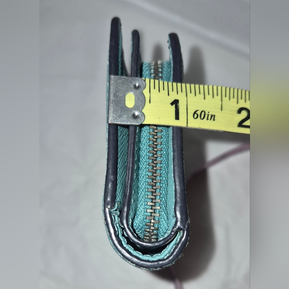 Coach Teal Small Leather Wallet - Coach Logo - Picture 13 of 13